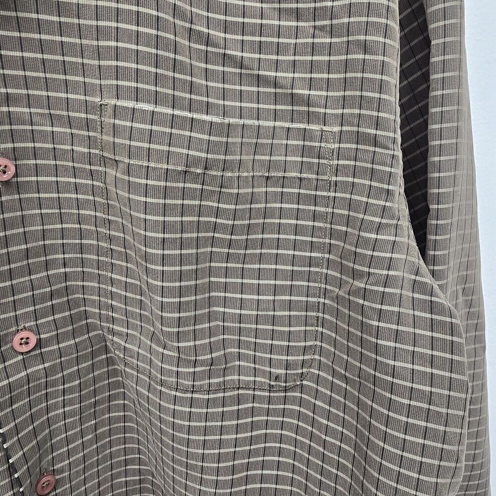 Haggar Dress Shirt Mens Size M (15.5x34) Brown Geometric Point Collar (A18) - Picture 8 of 9